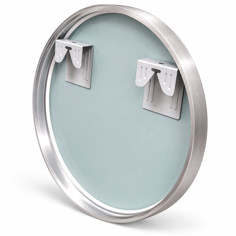 16" Round Metal Framed Wall Mirror - Brushed Nickel