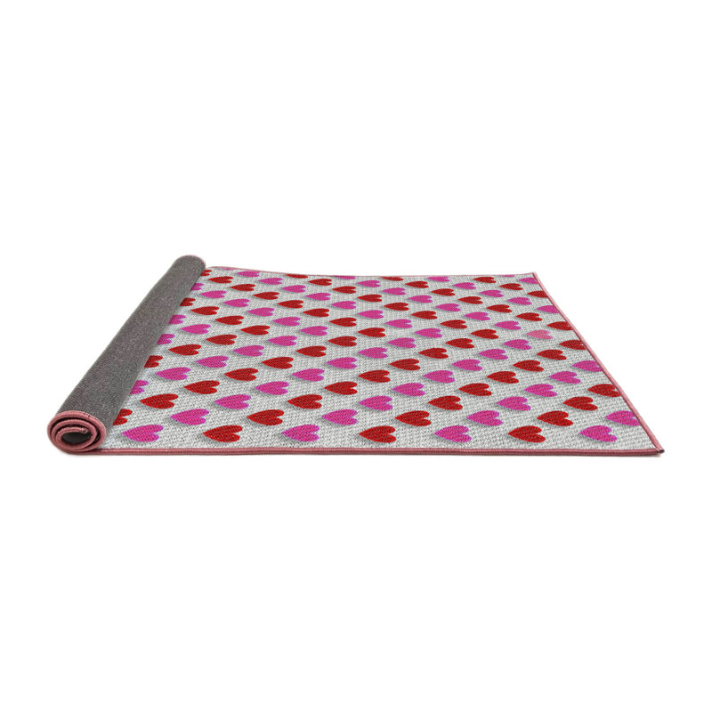 Tissé à la machine en laine et polyester Rose/blanc/rouge Tapis décoratif, Rond 8 pi x 8 pi