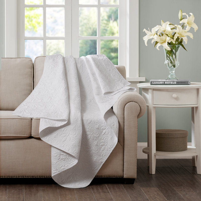 White Oversized Quilted Cotton Throw Blanket