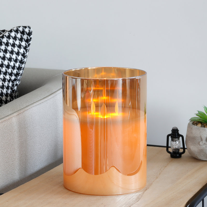 Bougie sans flamme et sans parfum, Doré, 9,53 po x 7,48 po