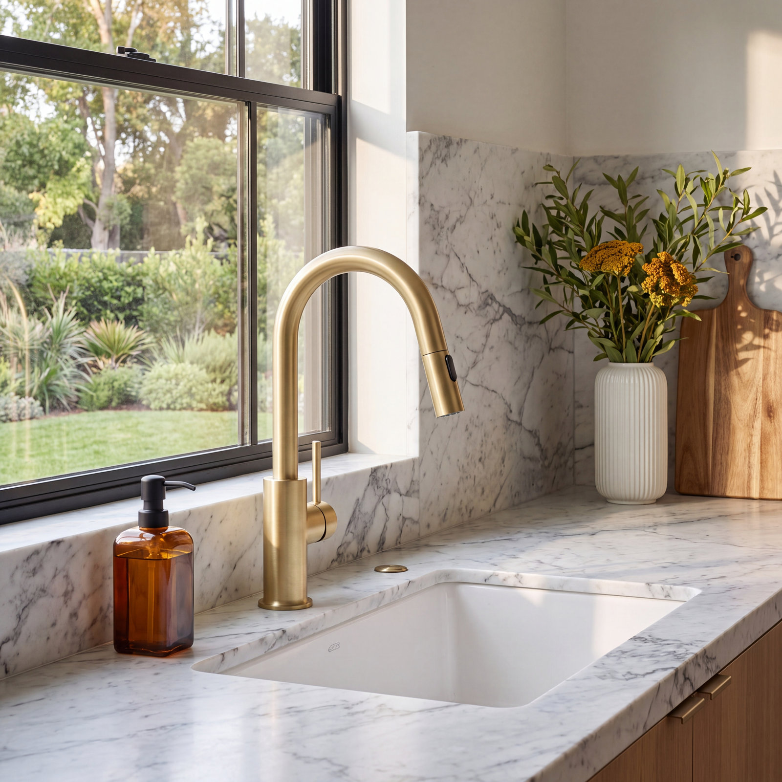 Luxe Pull-Down Kitchen Faucet, Brush Gold