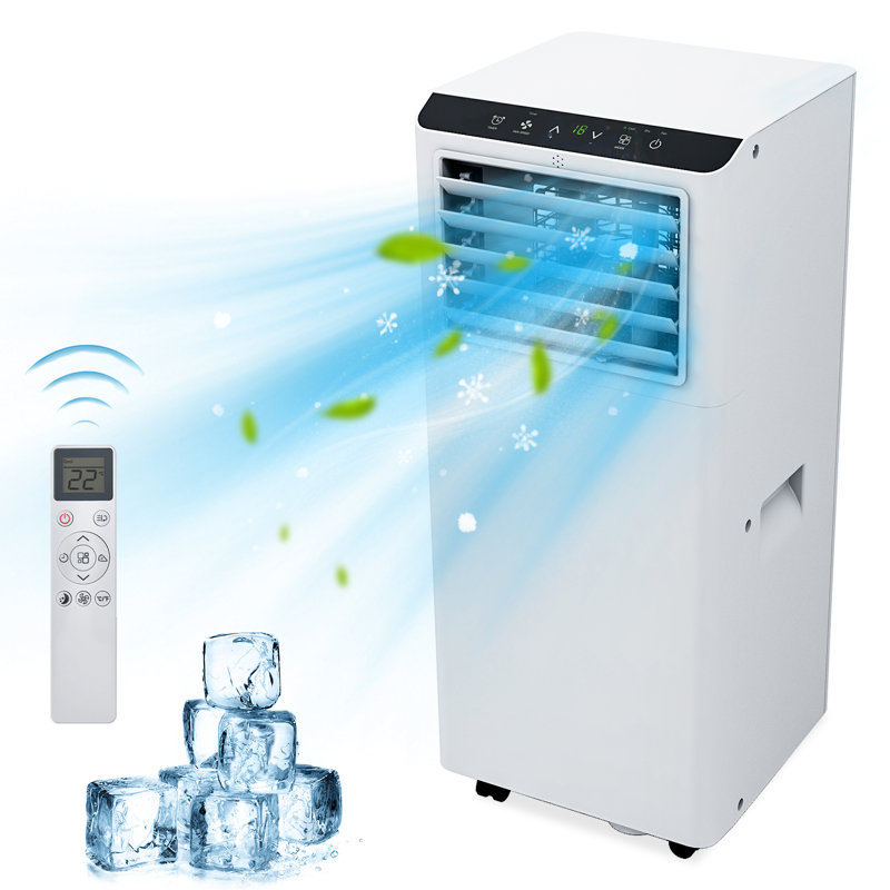 Climatiseur portatif 8 000 BTU - Unité de climatisation 4 en 1 avec télécommande, minuterie 24H et mode d'économie d'énergie pour la chambre à coucher, le dortoir et les petites pièces (blanc)