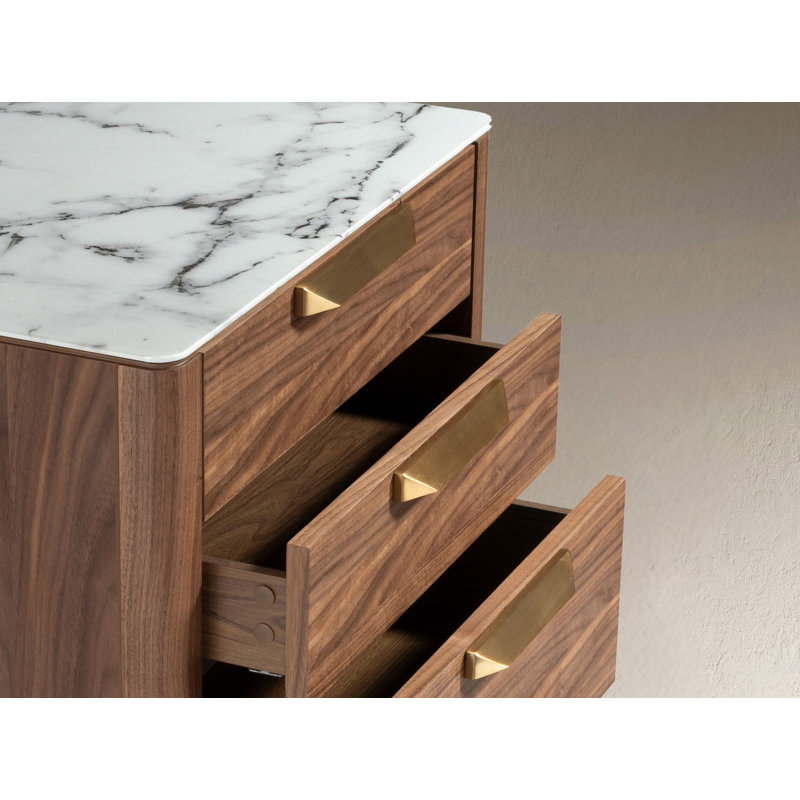 Walnut chiffonier with marble-look top