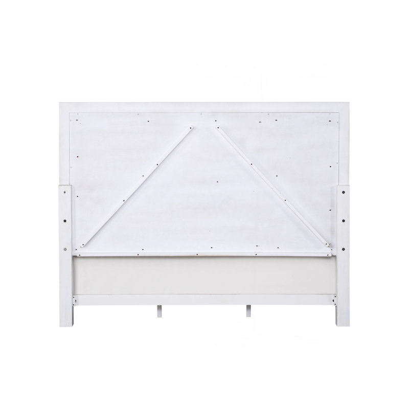 Grand lit Katia en lin gris clair, gris rustique et blanc vieilli, Grand lit