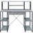 Grey And Black Office Desk With Open Shelves And Hutch-863056524