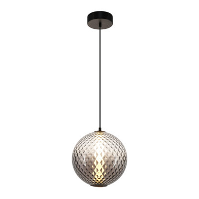 Celeste - Luminaire suspendu à DEL intégré 12 po - Abat-jour en verre Diamond - Finition bronze industriel