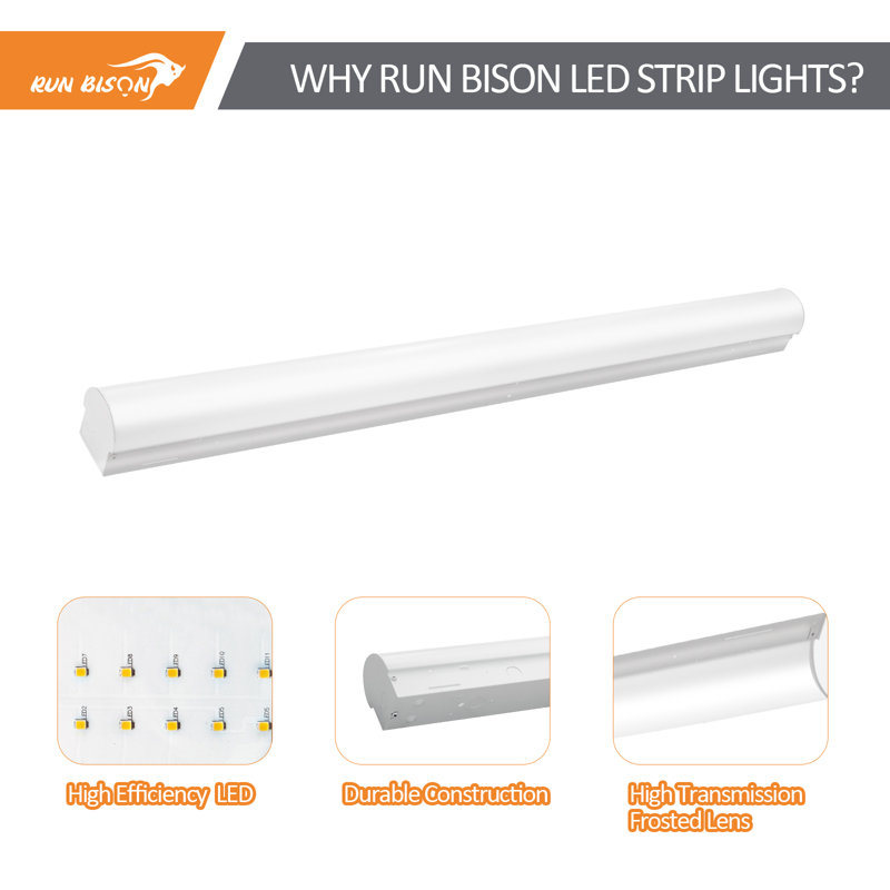 4 ft. Integrated LED Dimmable Linear LED Strip light Shop light, CCT/Wattage/Lumen Selectable