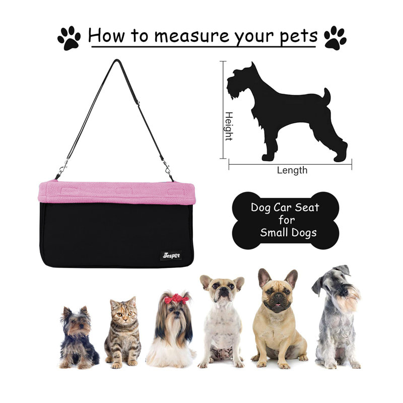 Pink and Black Dog Booster Car Seat for Small Pets