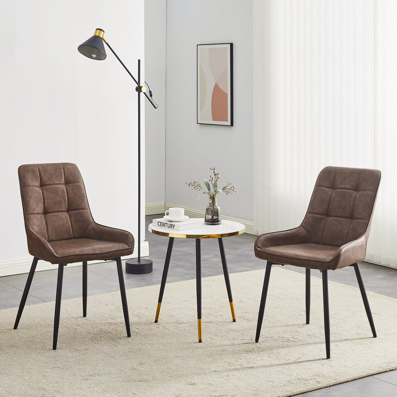 Edelgard Upholstered Metal Upholstered Back Side Chair, Brown