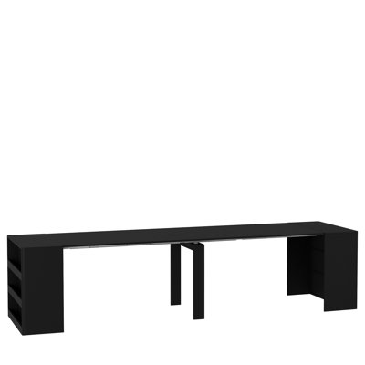 Extendable Foldable Dining Room Table for 1-10 People, Wood Multifunctional Rectangle Expandable Console Kitchen Living Meeting Room Furniture