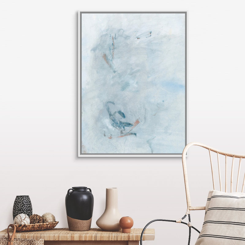 «Azure introspect I» par Renee W. Stramel - reproduction d'art sur toile, H 42 po x l 32 po x P 1,75 po, Cadre flottant blanc