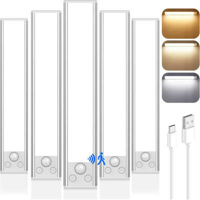 12In Under Cabinet Lighting Wireless, 2500Mah Rechargeable Motion Sensor Lights With 3 Color Tempers
