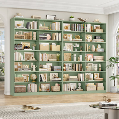 Bibliothèque de 84 po à 7 niveaux avec bibliothèque de 84 po et 28 cubes, grande capacité de rangement pour livres et décoration (ensemble de 2)