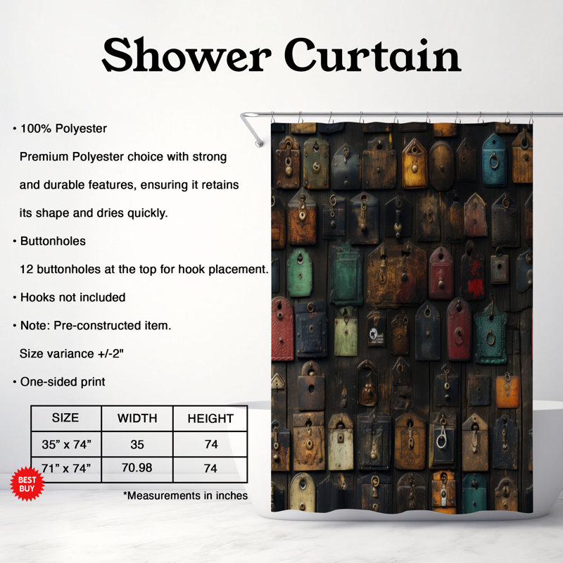 Rideau de douche Lalar, H 74 po x l 71 po