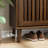Walnut Nature Tone Slatted Door Storage Cabinet-675724946