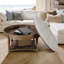 Grande table basse ronde avec repose-pieds imperméable surdimensionné à 2 niveaux avec tablette en bois et rangement en bois-129682041
