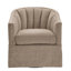 Fauteuil d'appoint pivotant à jupe d'inspiration côtière, pivotant à 360 degrés en métal, dossier à canaux verticaux, assise élégante et confortable à ressorts ensachés, coussin réversible amovible, 4 teintes légères.