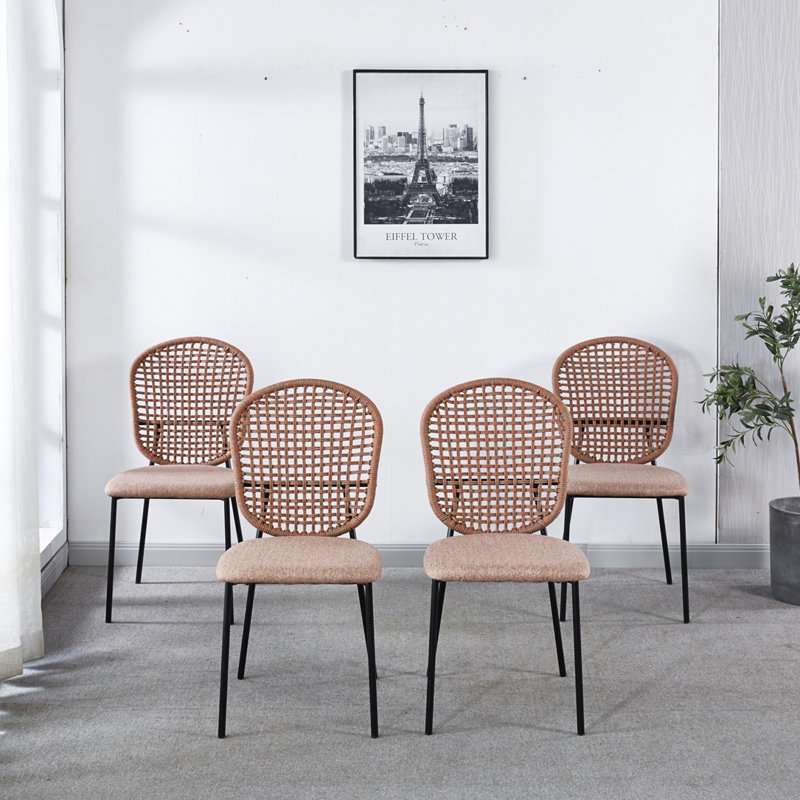 Keeyon Dining chair set of 4, Black, Dark Brown