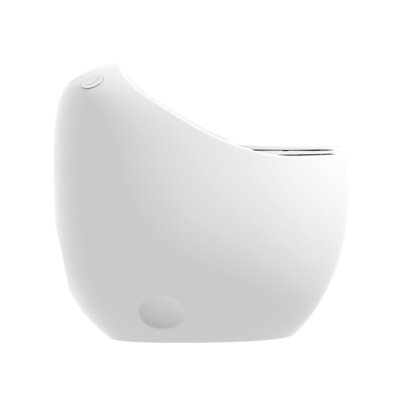 Modern Ceramic Toilet With Egg Shape - Glossy White, 1.28 Single Flush, Efficient Water Usage White Flush Shape, , Comfortable Seat