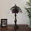 Bernhilde Tiffany Table Lamp Red Orange Stained Glass Rose Flowers LED Bulbs Included H22"