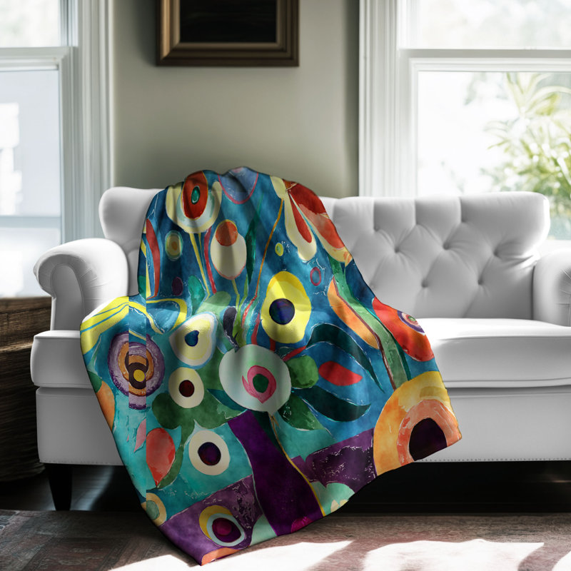 Eclectic Blossom Blast Throw Blanket, 60" W x 80" L