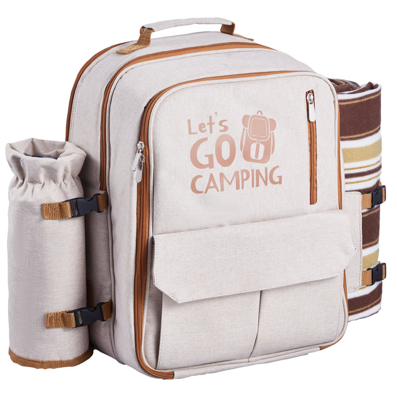 Sac à dos de plage pour 4 personnes avec compartiment glacière, Beige