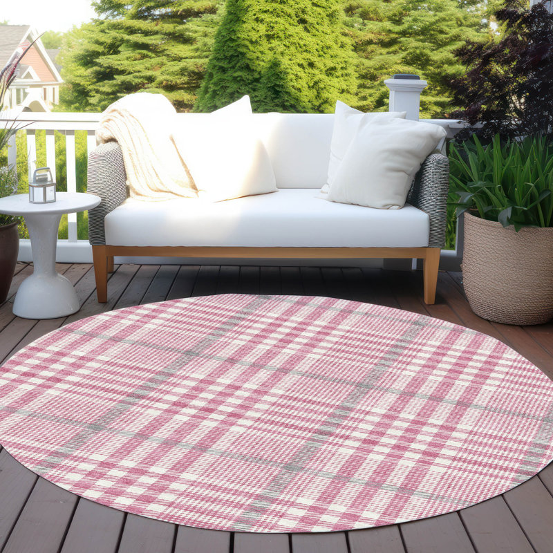 Tapis intérieur / extérieur rose Samira , 8 pi x 8 pi
