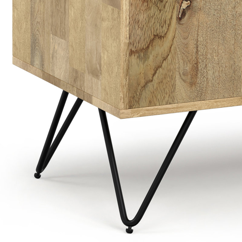 Hunter Natural Mango Wood and Black Metal Freestanding Storage Cabinet