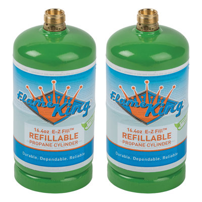 Flame King 1LB Refillable Empty Propane Cylinder Tank Reusable DOT Compliant 16.4oz (2-Pk)