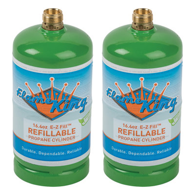 Réservoir de propane vide réutilisable 1LB Flame King conforme DOT 16,4 oz (paquet de 2)
