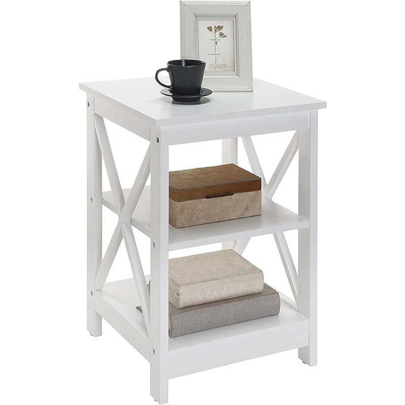 Table de bout avec rangement Darek, Blanc