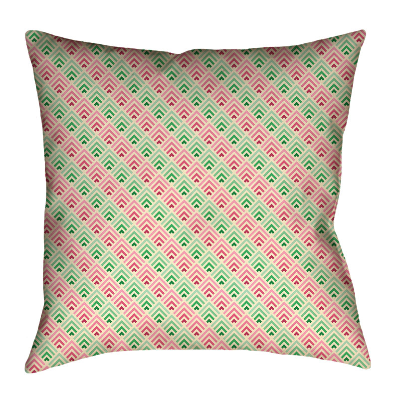 Housse de coussin Katelyn Elizabeth, 16 po x 1 po, Rose / Vert, Polyester sergé