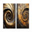 «Gold Black Timeless Turn - Abstract Spirals», ensemble de 2 reproductions d'art sur toile-102573048-102573045