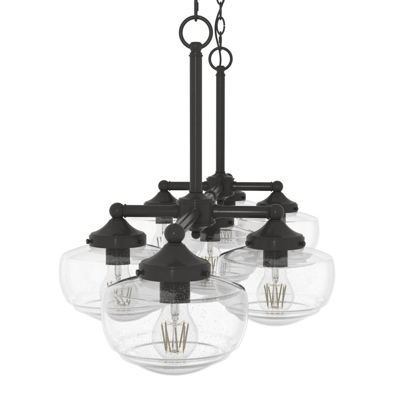 Noble Bronze 52" Linear Chandelier with Clear Seeded Glass Shades