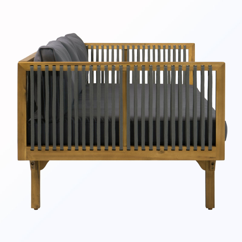 Canapé d'extérieur en corde avec coussins, Naturel, Gris