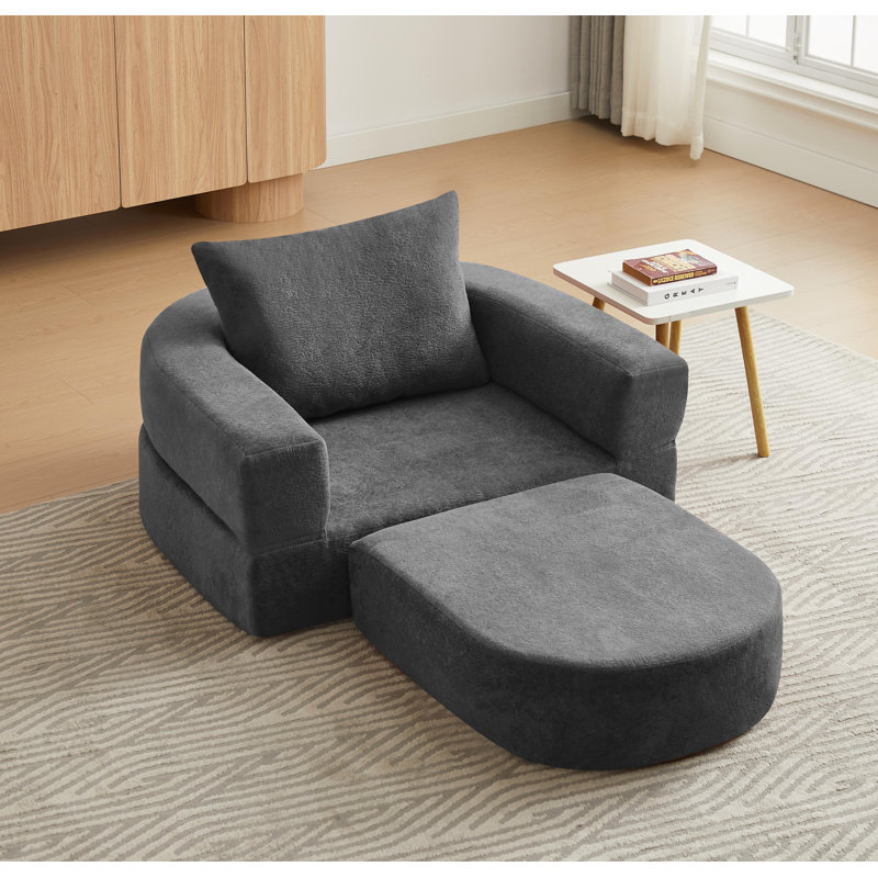 Canapé-lit convertible 40,5 po Art & fauteuil en mousse à mémoire de forme pour le salon, Tissu gris