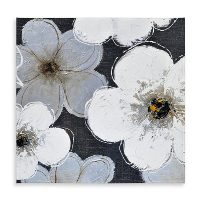 Gray Flowers Tablecloth - Contemporary Floral Home Decor