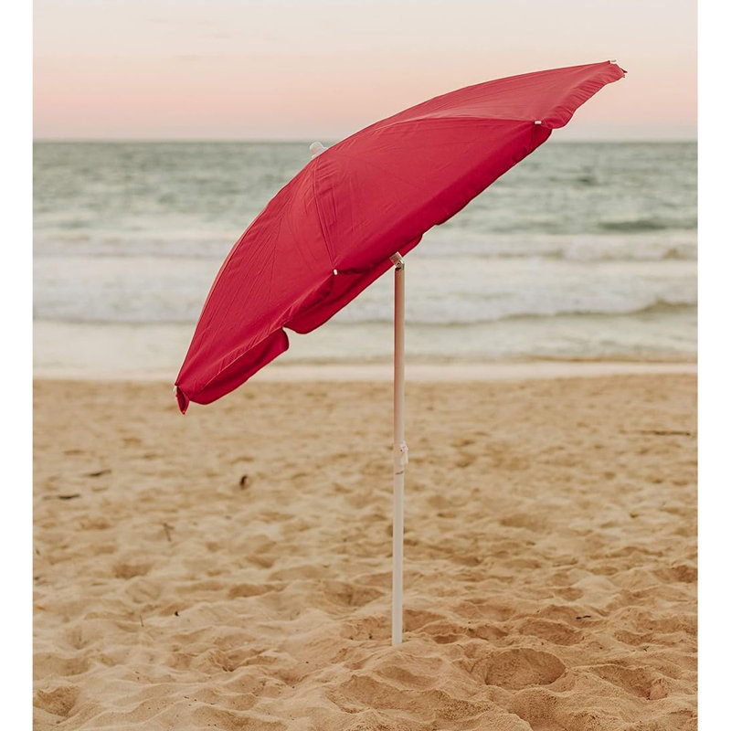 Chaise de plage avec parasol Edwin, Rouge