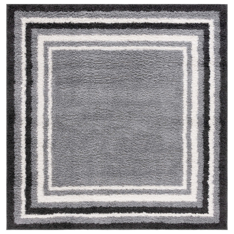Tapis à rayures et à poils longs Maudeen, Carré 6 pi 7 po