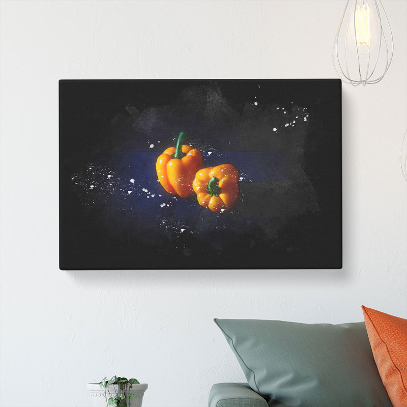Orange Bell Peppers - Wrapped Canvas Painting, 50cm H x 76cm W x 3cm D