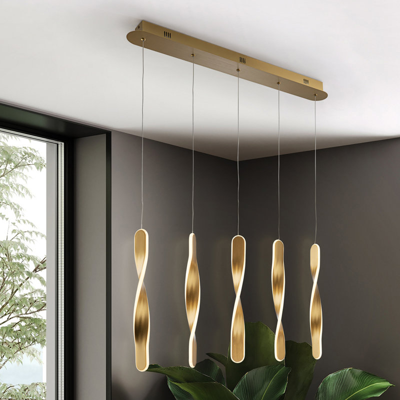 Dayatra 5 - Light LED Novelty Pendant, Brushed Gold