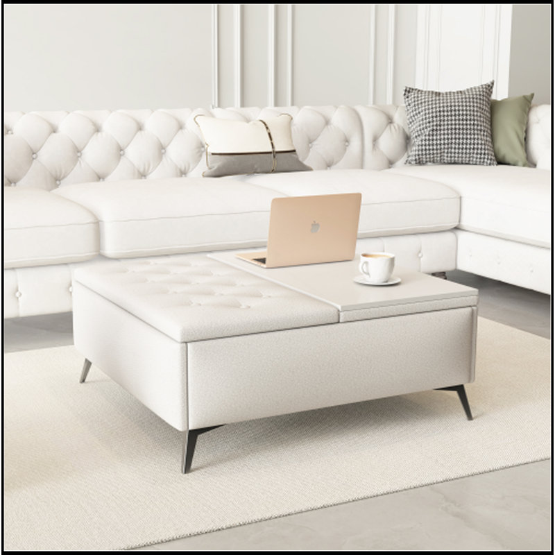 Table basse polyvalente avec repose-pieds relevable pour le rangement et la décoration du salon