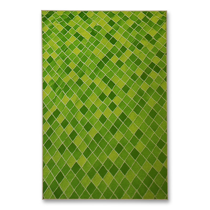 Tapis vert tissé à carreaux lavables Mosso, 3'11" x 5'11"