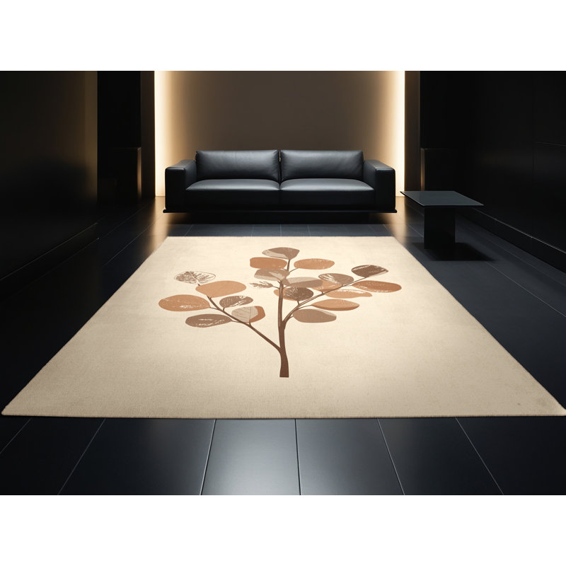 Soft Plush Feemster Thanksgiving Modern & Contemporary Abstract Area Rug in Beige – Beige Binding, 8x12