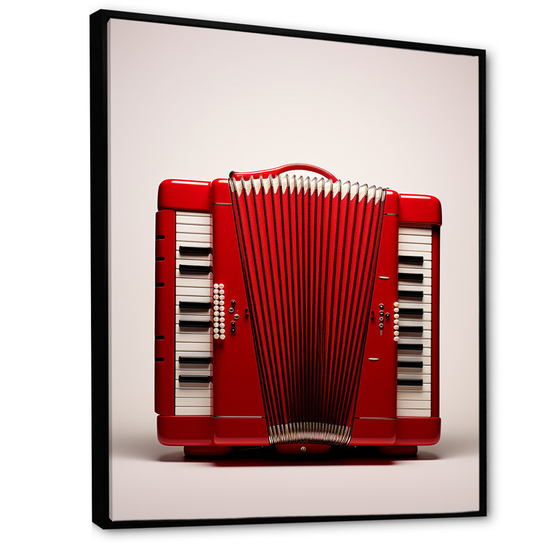 «Music Accordions Accord Classic Red I» sur toile, Cadre flottant noir, H 32 po x l 24 po x P 1 po