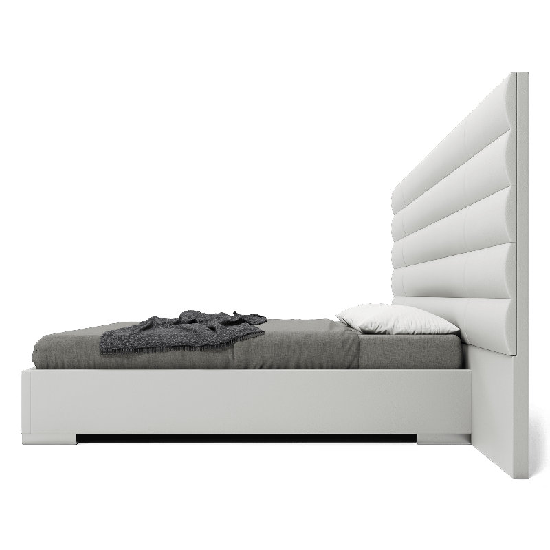 Instinct Tufted Upholstered Low Profile Platform Bed, Queen, Pearl Gray Eco Leather