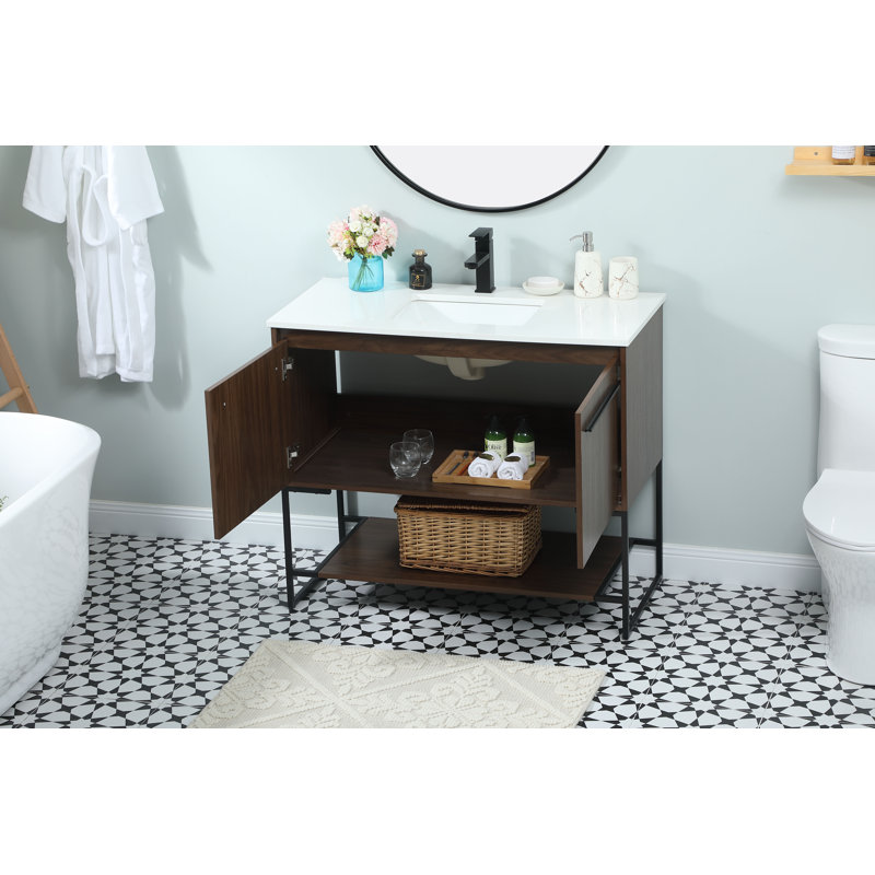 Ensemble de meuble-lavabo simple 40 po Rozell, Noyer