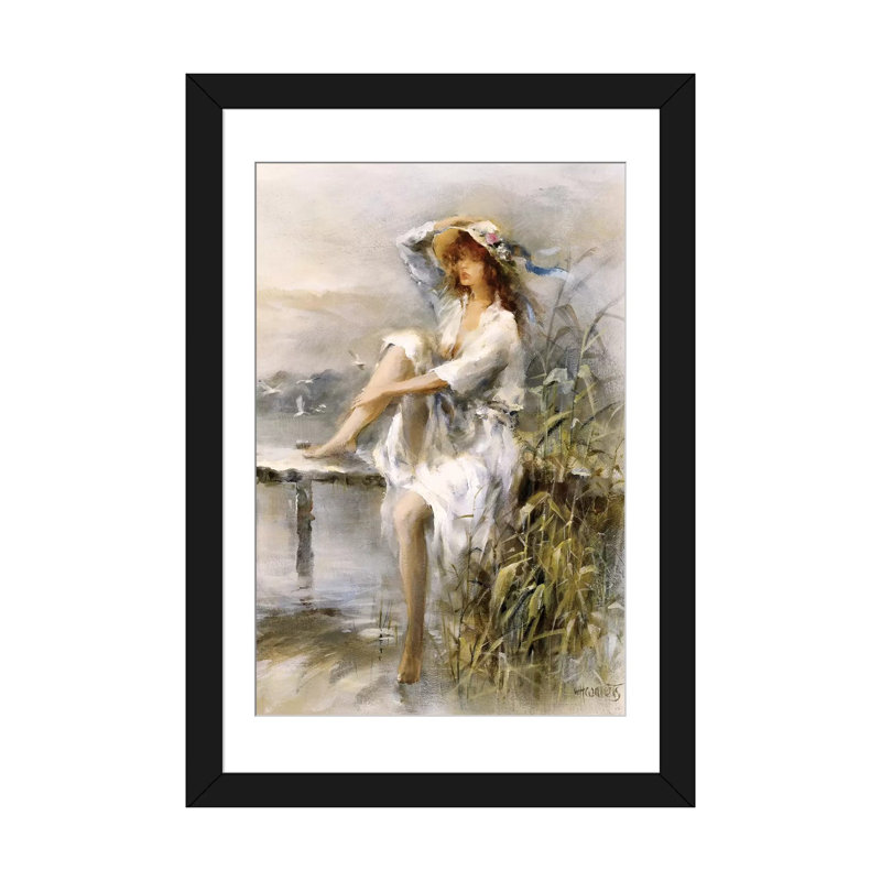 «Waterside» par willem haenraets - impression sur toile tendue, H 24 po x l 16 po x P 1 po, Papier d'art encadré noir, Blanc