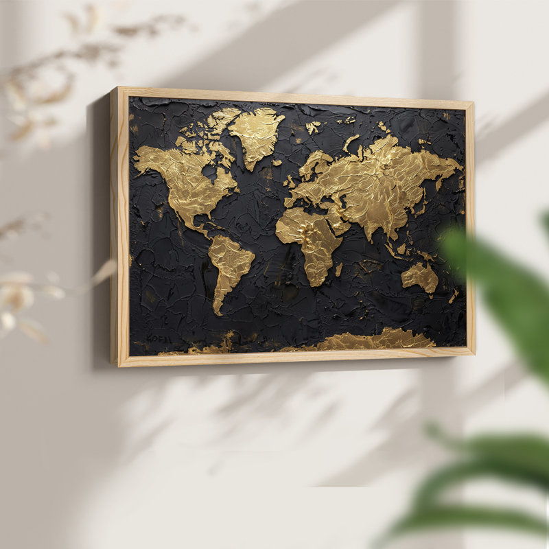 Map Series-XI -Framed Print - Restickable, Natural, 16" H x 20" W