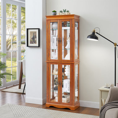 Vitrine lumineuse, vitrine en verre avec tablettes réglables, étui de rangement rétro